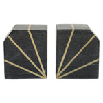 Sagebrook Home 15978-01 Set of 2, 5" Polished Bookends With Gold Inlays, Black