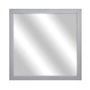 Benzara Square Shape Wooden Frame Mirror with Mounting Hardware, Gray and Silver