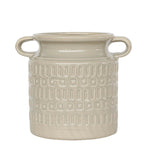 Sagebrook Home 15850-05 Ceramic, 7" Jar With Handles, Gray