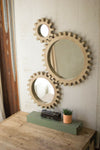 Kalalou CLA1157 Mirror Wooden Gears Mirrors, Set of 3