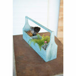 Kalalou CJS1173 Wooden Turquoise Five Pocket Trug