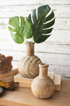 Kalalou CEPC1007 Carved Round Wooden Bottles Set of 2