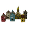 Kalalou Hand-Painted Ceramic Christmas Village Set of Six