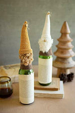 Kalalou CHB2255 Santa Wine Toppers with Knitted Hats Set of 2
