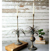 Kalalou CMNQ1085 Set Of Two Antique Brass Metal Leaves Taper Candle Holders