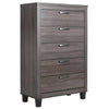 Better Home Products SILVERFOX-CHEST Silver Fox 5 Drawer Chest Of Drawers In Gray Woodgrain