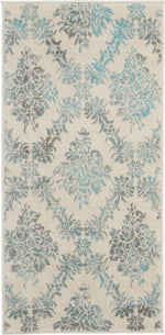 Nourison Tranquil Transitional Ivory/Turquoise Area Rug