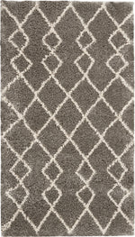 Nourison Geometric Shag Contemporary Silver Area Rug