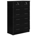 Better Home Products WC-7-BLK Cindy 7 Drawer Chest Wooden Dresser With Lock In Black