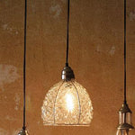 Kalalou NNL1000 Kalalou Glass Pendant Lamp with Brushed Silver Cap and Canopy