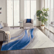 Nourison Tahoe Modern Contemporary Ivory Grey Blue Area Rug