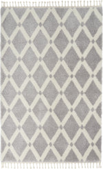 Nourison Diamond Trellis Shag s Grey/Ivory Area Rug